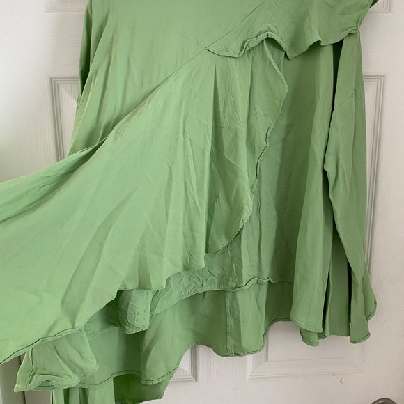 Pastel green long sleeve cascade mock neck top - Picture 15 of 16